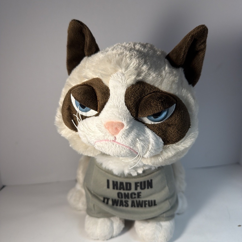 Grumpy Cat "I Had Fun Once It Was Awful" 10" Plush Stuffed Animal Toy